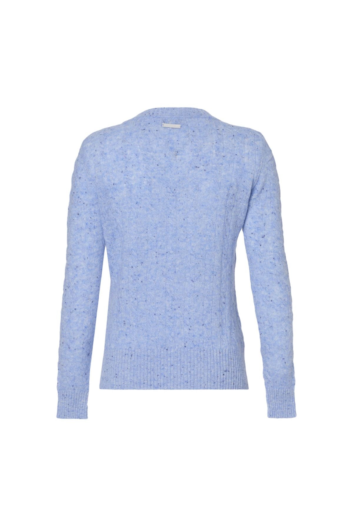 Mavi Amelia Avustralya Yünü Kaşmir Saç Örgülü Yuvarlak Yaka Uzun Kollu Kadın Kazak