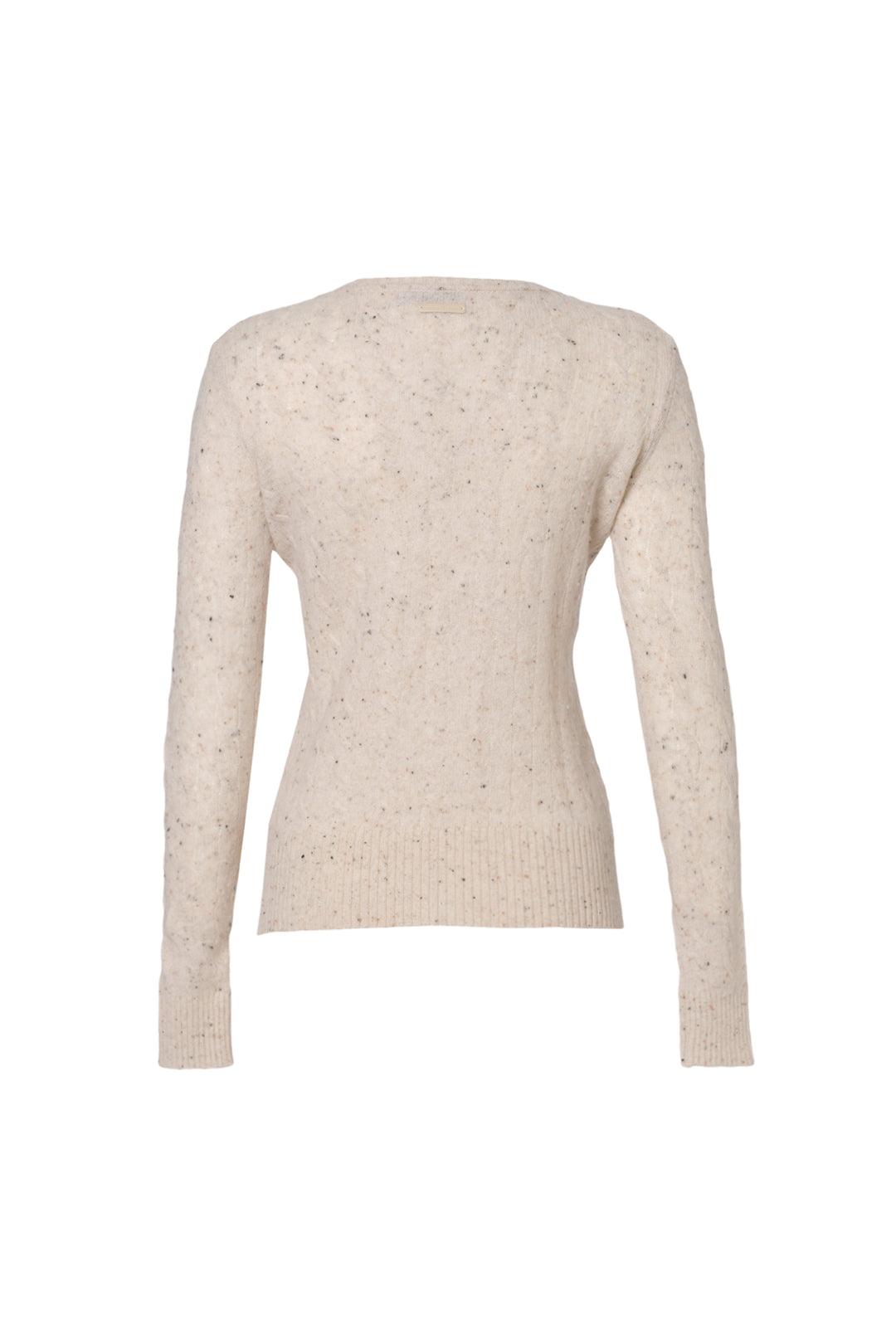 Kum Beji Amelia Avustralya Yünü Kaşmir Saç Örgülü V Yaka Uzun Kollu Kadın Kazak