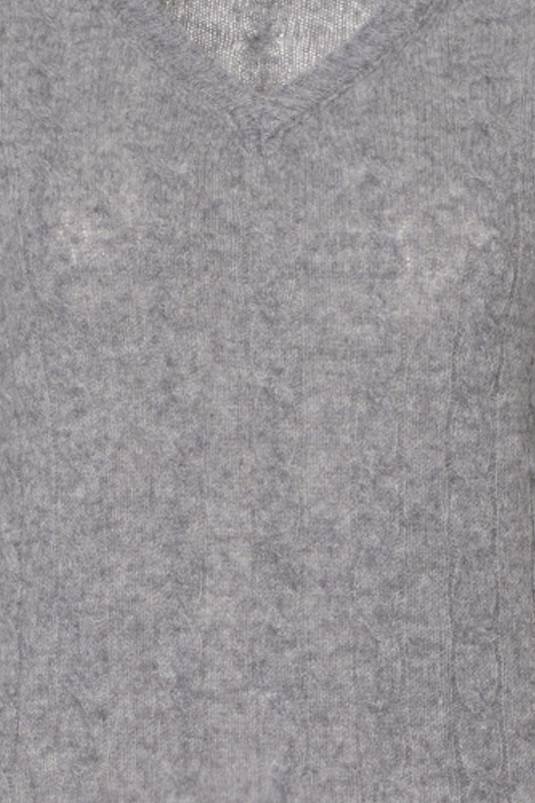 Orta Gri Melanj Amelia Avustralya Yünü Kaşmir Saç Örgülü V Yaka Uzun Kollu Kadın Kazak