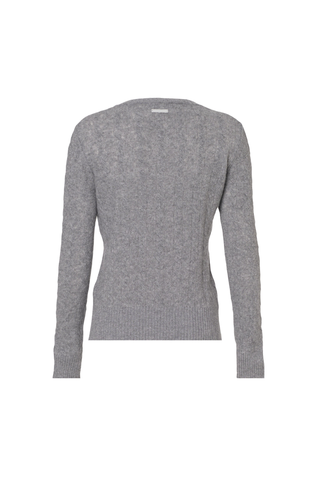 Orta Gri Melanj Amelia Avustralya Yünü Kaşmir Saç Örgülü V Yaka Uzun Kollu Kadın Kazak