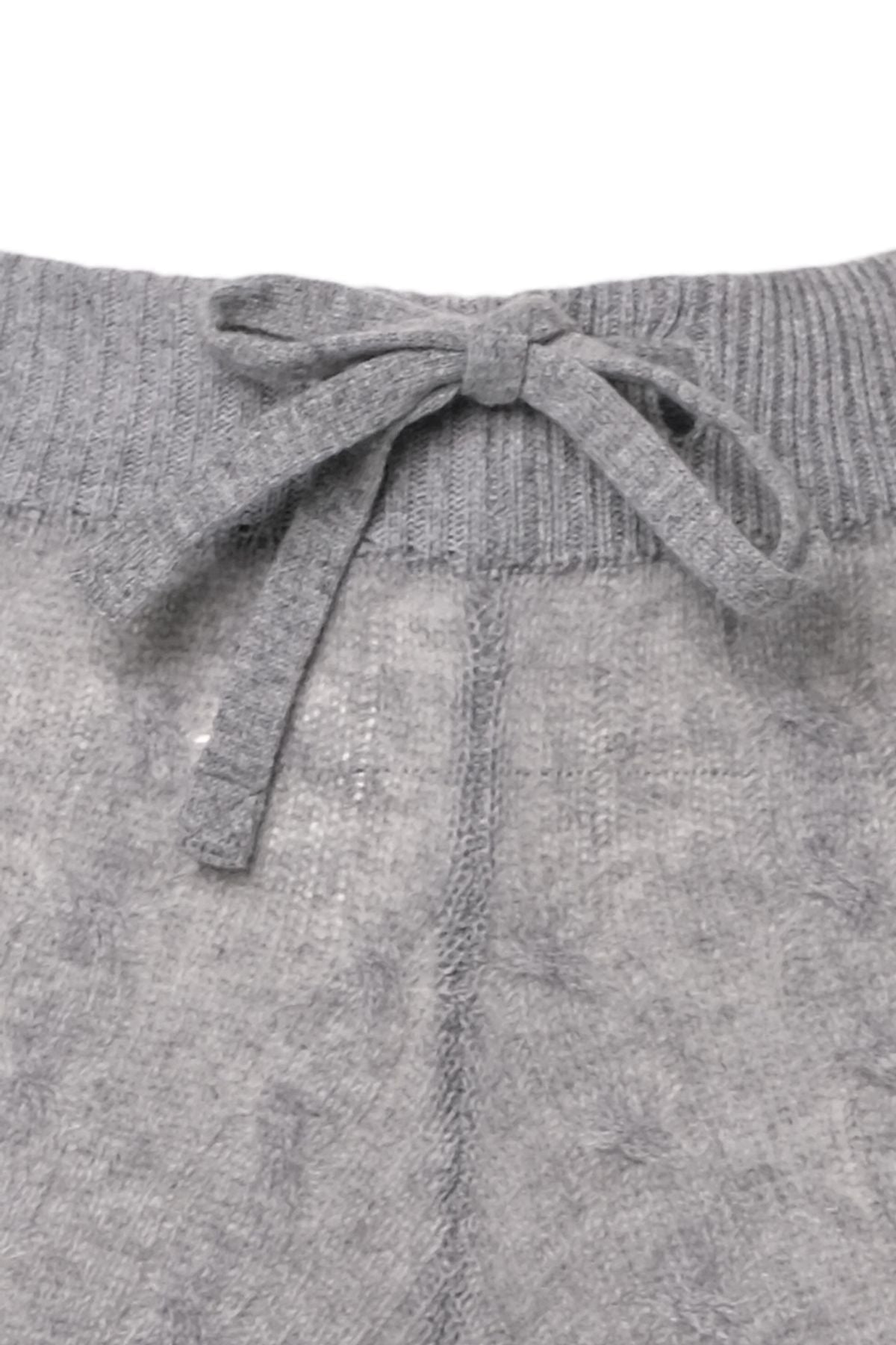 Orta Gri Melanj Amelia Avustralya Yünü Kaşmir Saç Örgülü Kadın Triko Pantolon