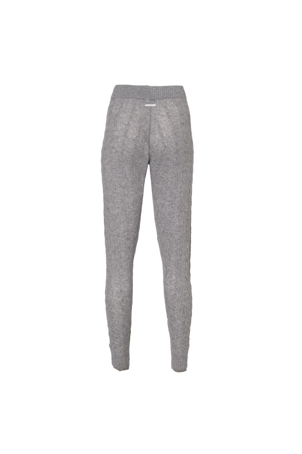 Orta Gri Melanj Amelia Avustralya Yünü Kaşmir Saç Örgülü Kadın Triko Pantolon