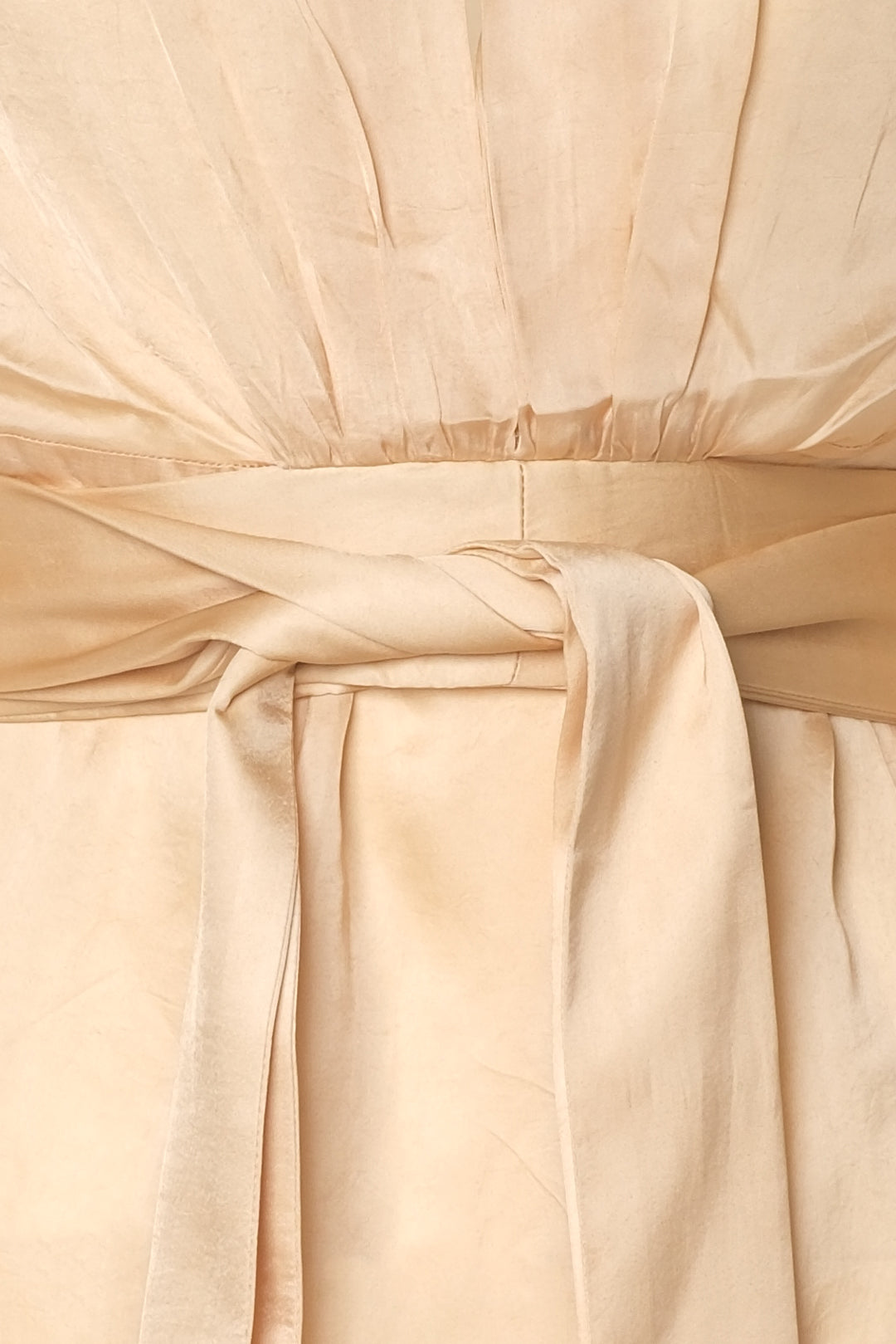 Bej Jas Cupro V Yaka Uzun Kollu Elbise