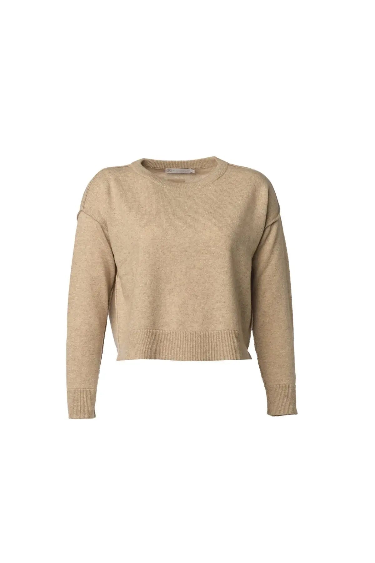 Bej Carole Dikiş Detaylı Yuvarlak Yaka Uzun Kollu Kazak Silk and Cashmere