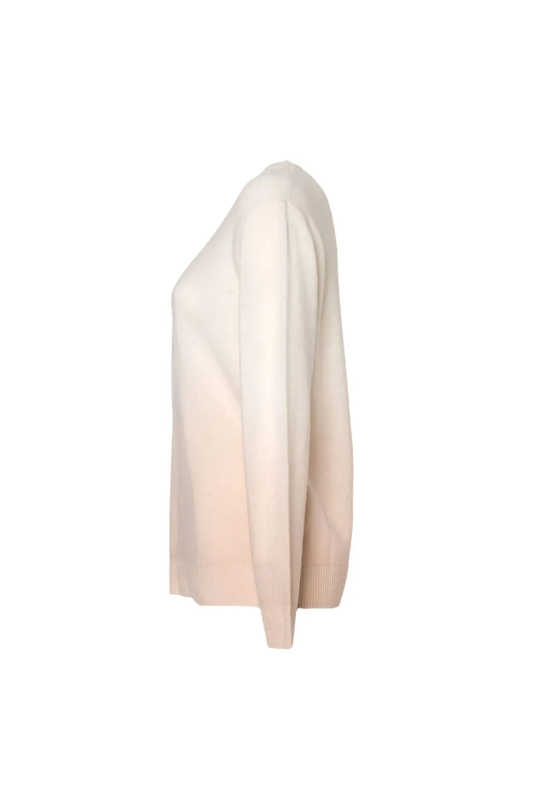 Bej Kamir Yün Degrade Yuvarlak Yaka Uzun Kollu Kazak Silk and Cashmere