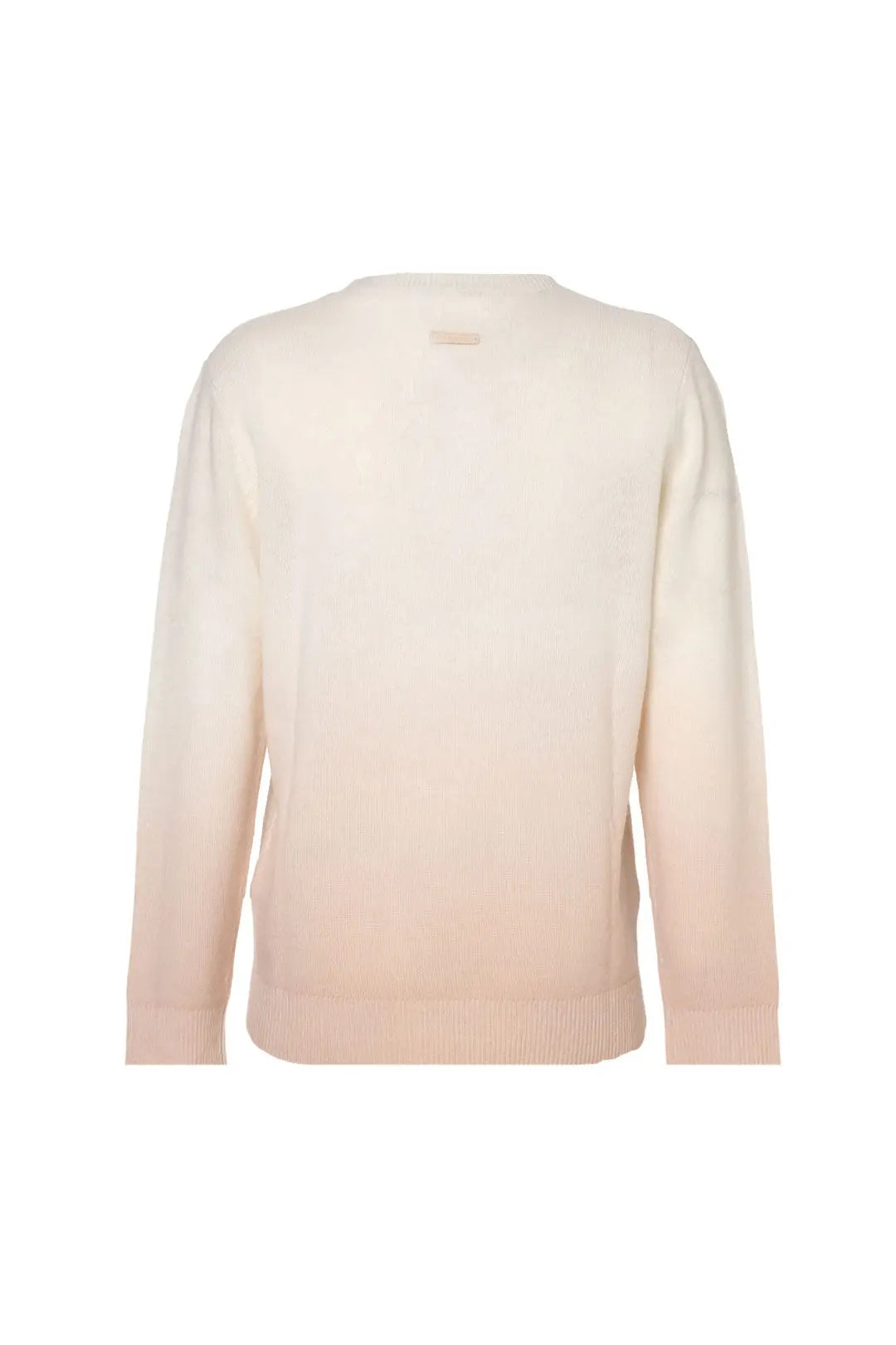 Bej Kamir Yün Degrade Yuvarlak Yaka Uzun Kollu Kazak Silk and Cashmere