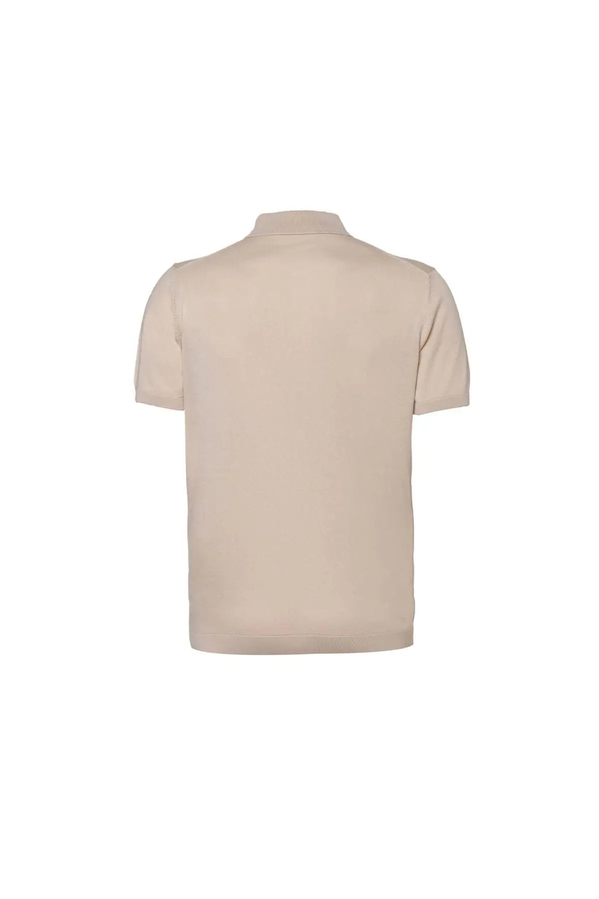 Bej Kaşmir İpek Utku Kısa Kollu Polo Yaka Triko Gömlek Silk and Cashmere