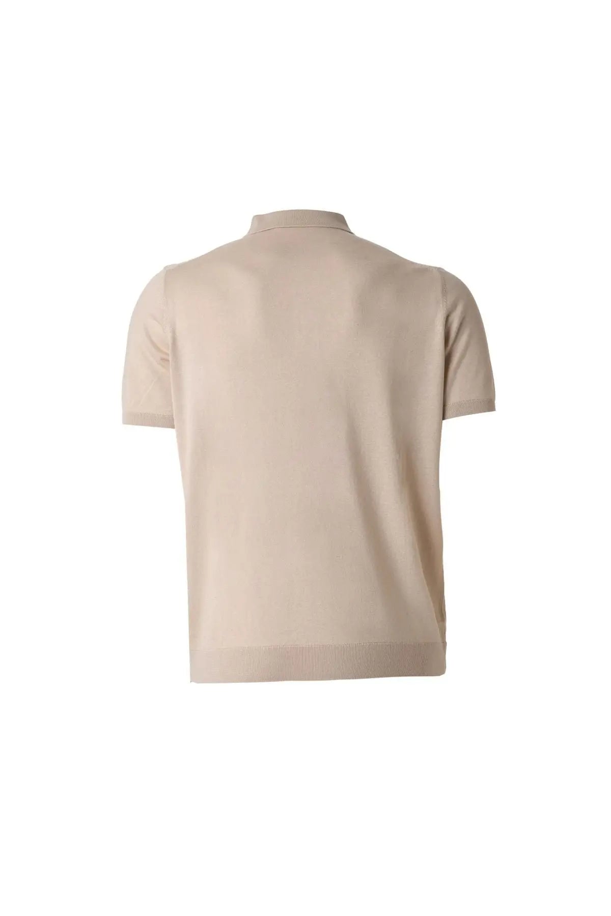 Bej Kaşmir İpek Utku Kısa Kollu Polo Yaka Triko Silk and Cashmere