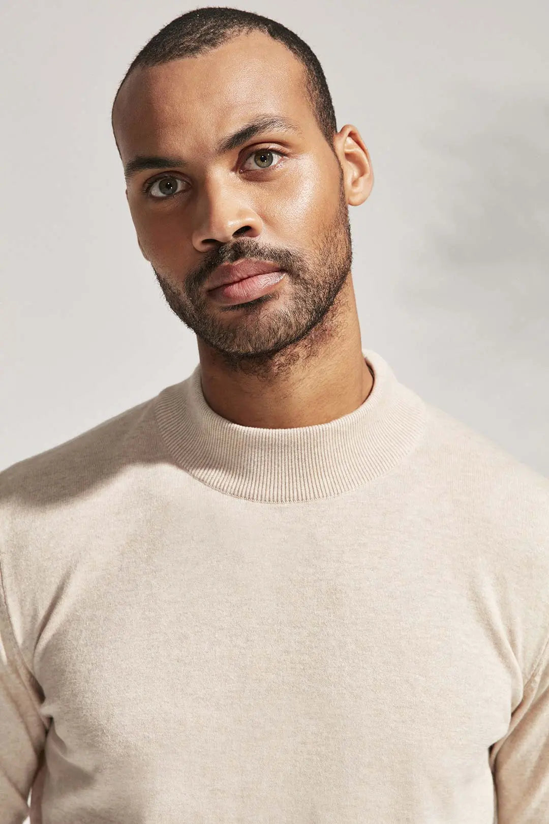 Bej Melanj & More Clark Erkek Yarım Balıkçı Yaka Uzun Kollu Triko Silk and Cashmere