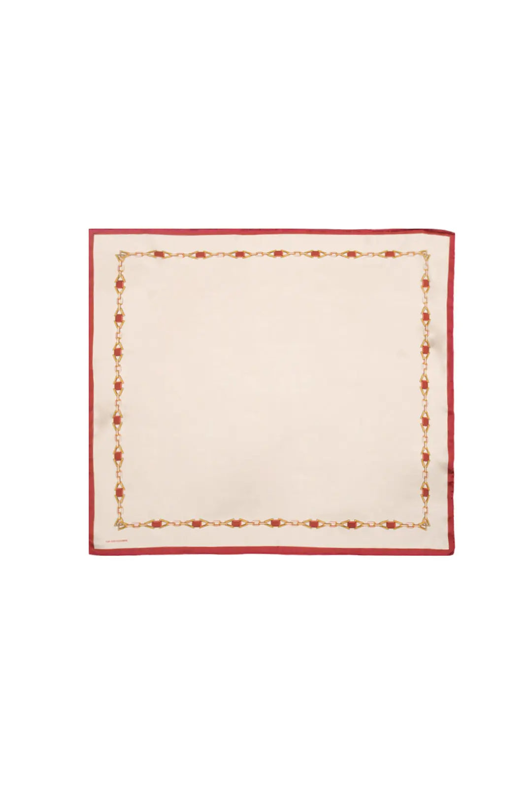 Bej Saf İpek Zincir Desenli Kadın Kare Eşarp 90 x 90 cm Silk and Cashmere