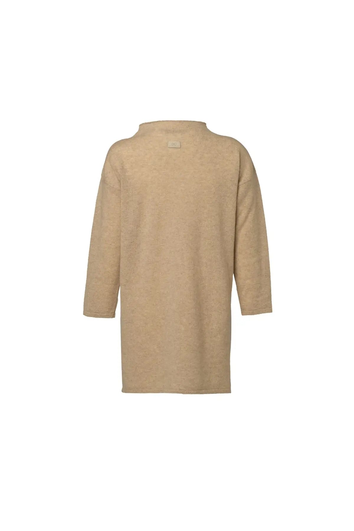 Bej Saf Kamir Dik Yaka Uzun Kollu Kostir Tunik Silk and Cashmere