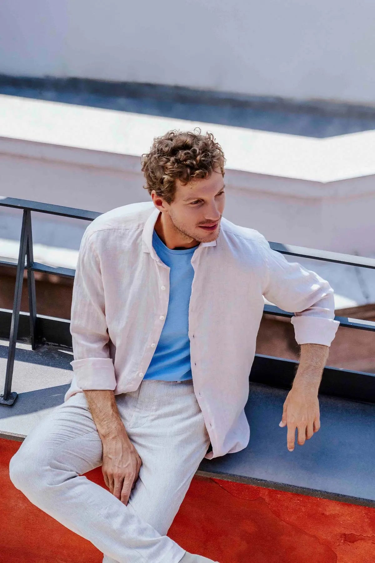 Bej & More Leon Ketenli Beli Lastik Detayl Erkek Pantolon Silk and Cashmere