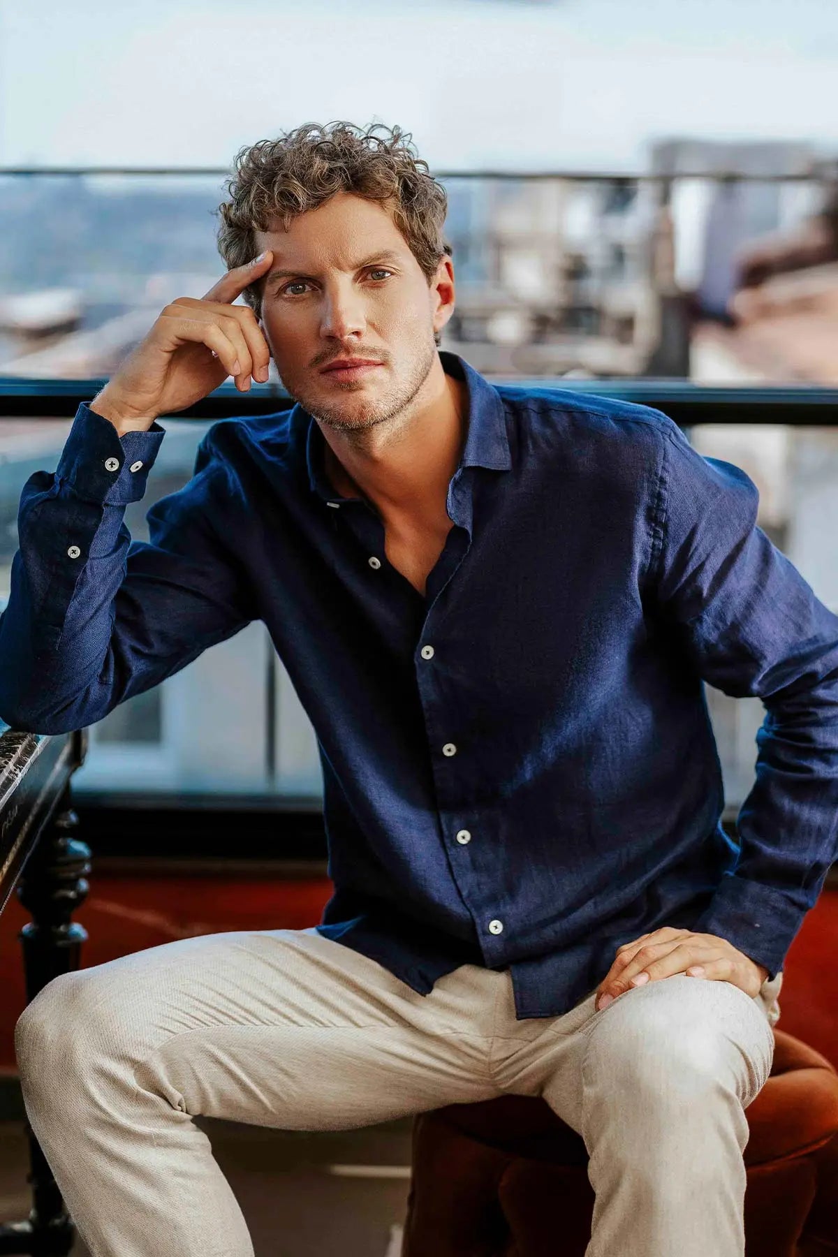 Bej & More Leon Ketenli Beli Lastik Detayl Erkek Pantolon Silk and Cashmere