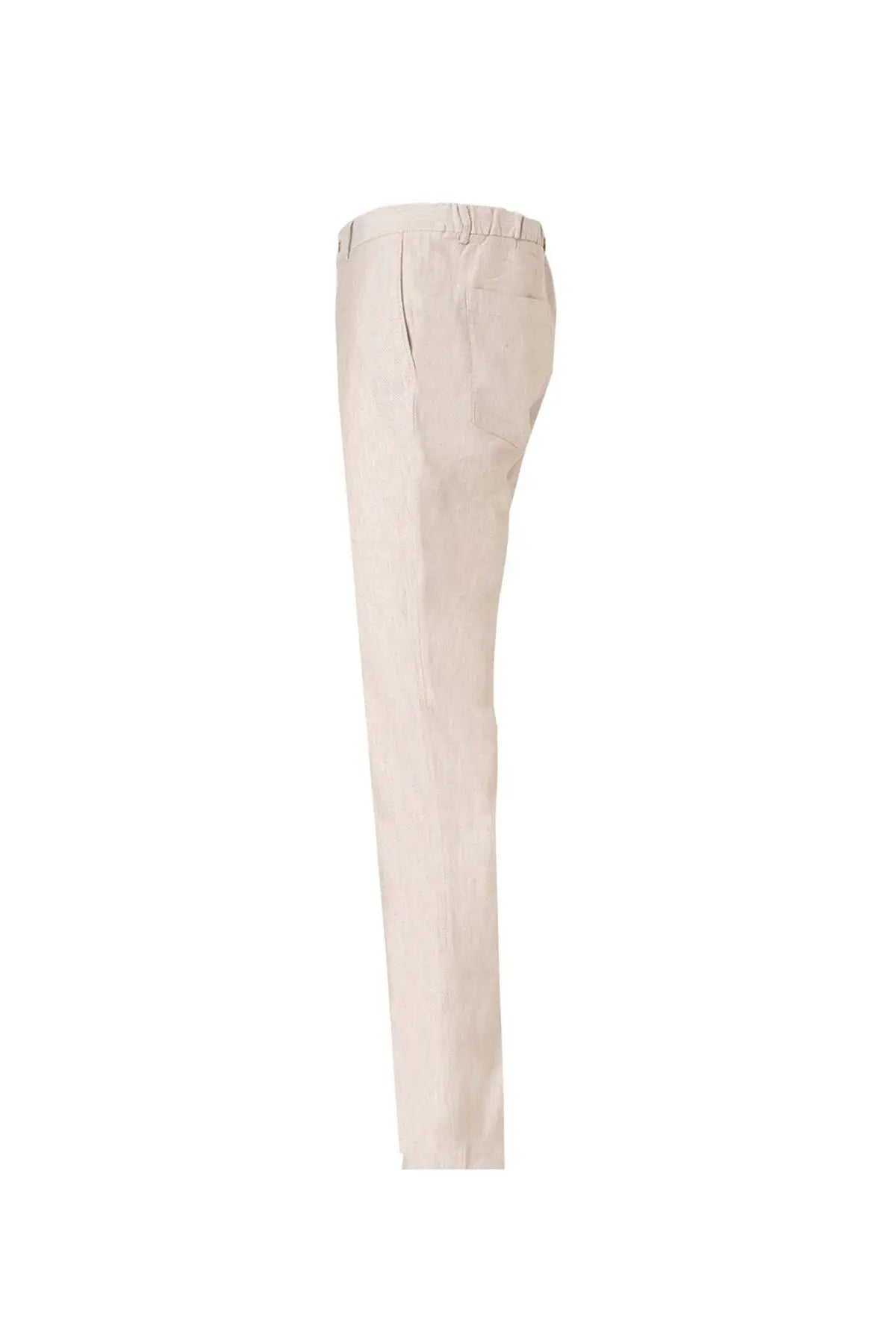 Bej & More Leon Ketenli Beli Lastik Detayl Erkek Pantolon Silk and Cashmere