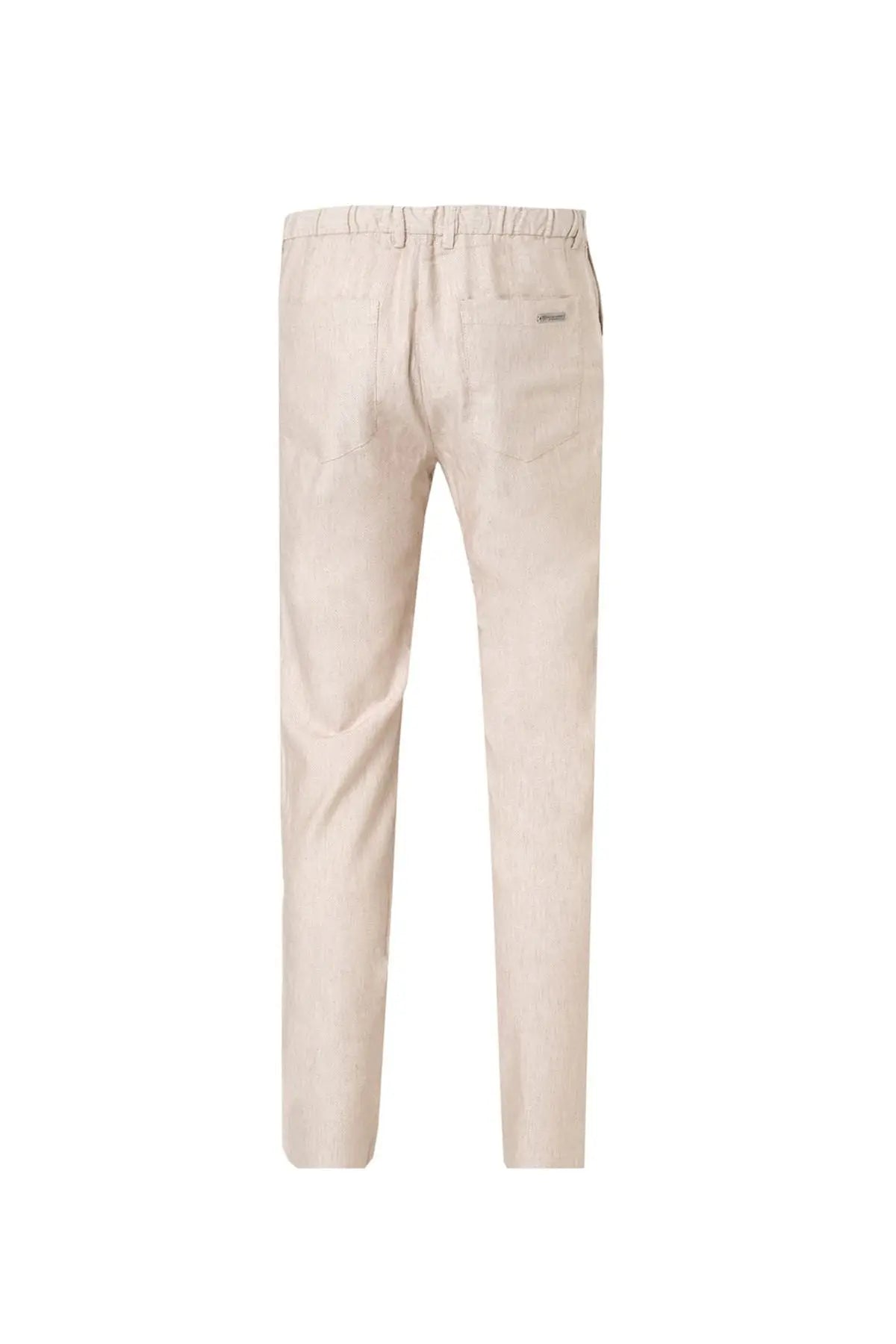 Bej & More Leon Ketenli Beli Lastik Detayl Erkek Pantolon Silk and Cashmere