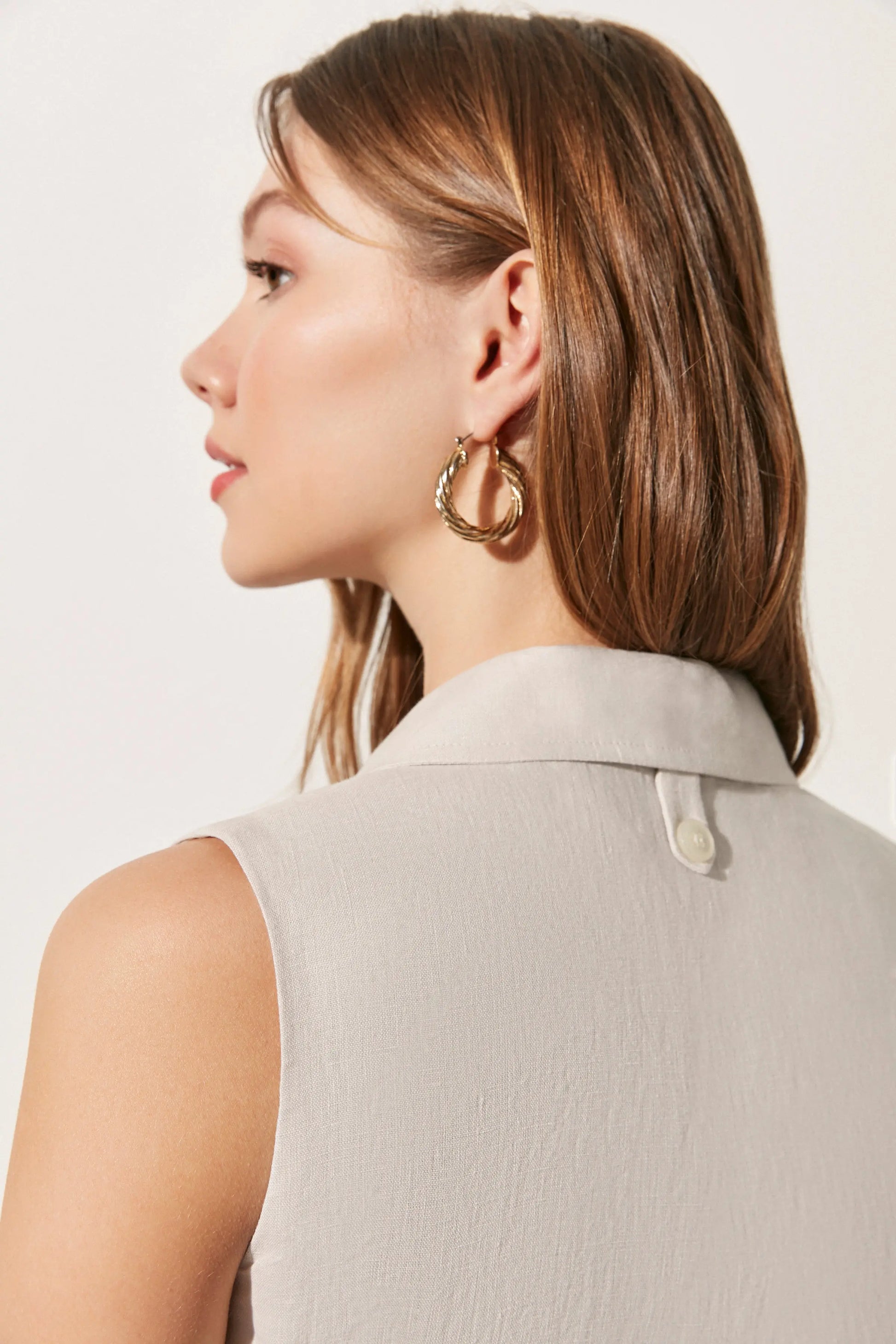 Bej & More Rosella V Yaka Kolsuz Elbise Silk and Cashmere