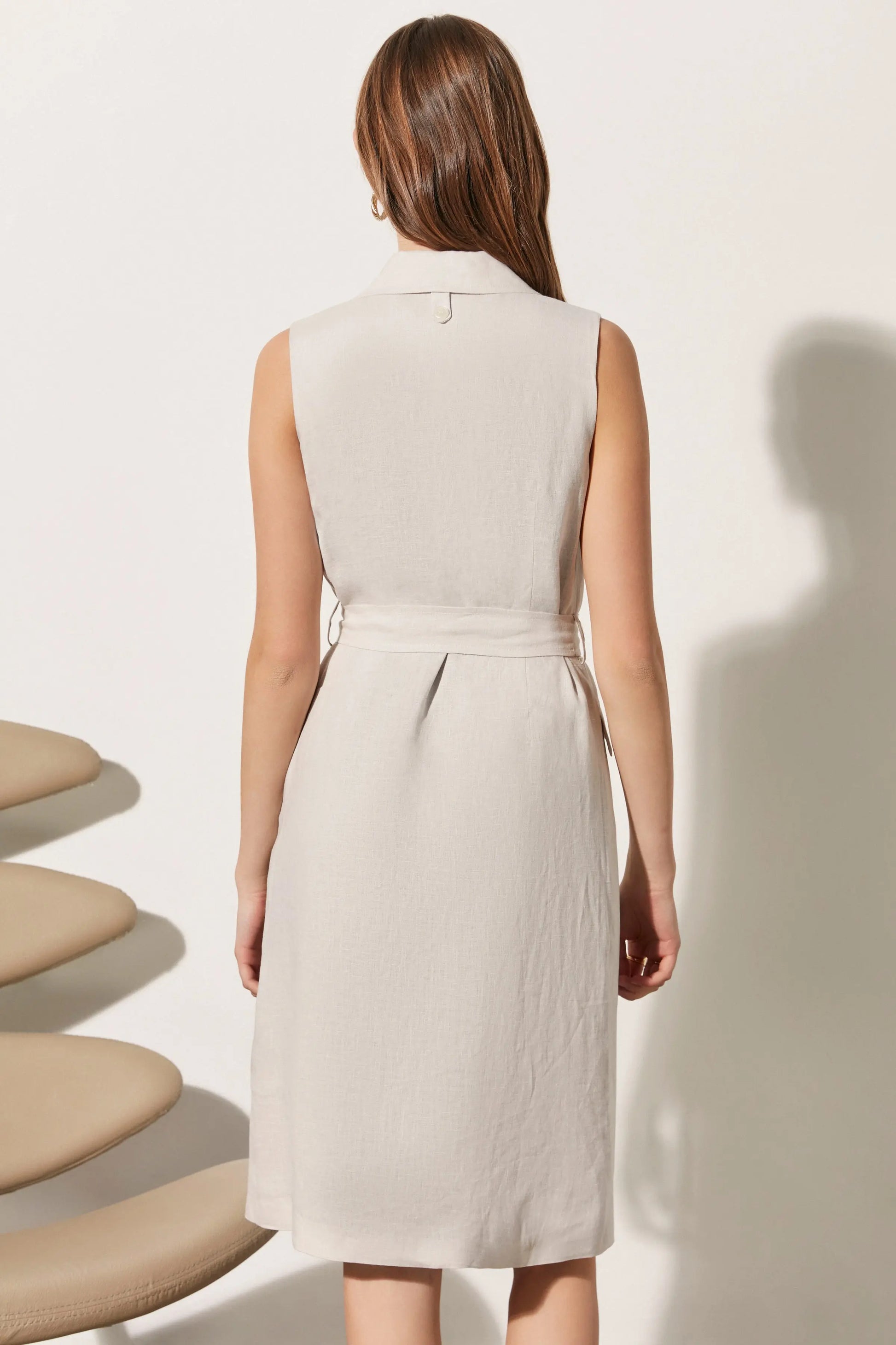 Bej & More Rosella V Yaka Kolsuz Elbise Silk and Cashmere