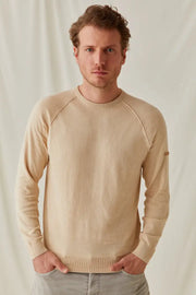 Bej pek Pamuk Quentin  Yuvarlak Yaka Reglan Uzun Kollu Erkek  Triko Silk and Cashmere