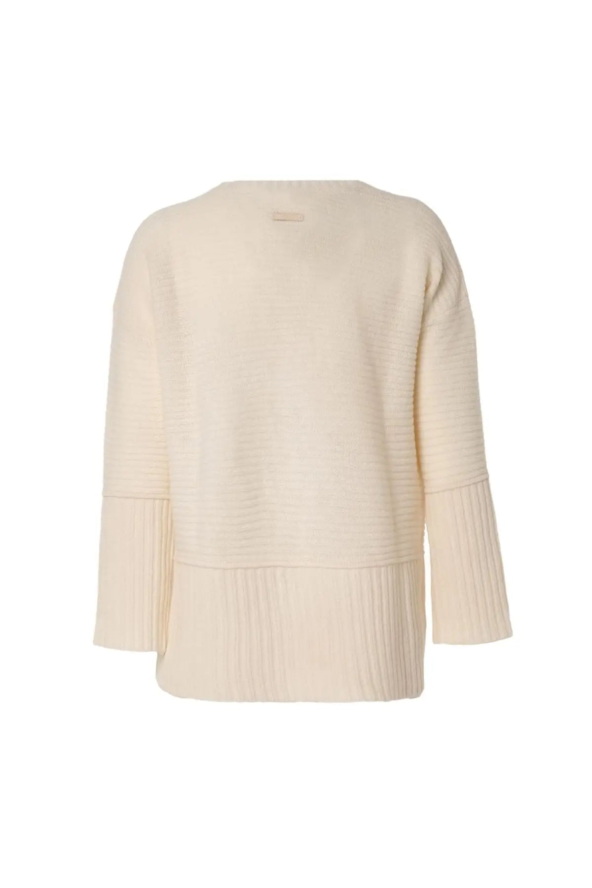 Beyaz Fabiana Yün Yuvarlak Yaka Uzun Kollu Kadn Kazak Silk and Cashmere