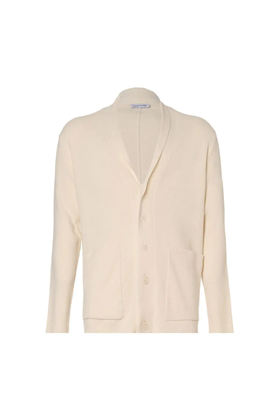 Beyaz Fabio Yün V Yaka Triko Uzun Kollu Erkek Hrka Silk and Cashmere