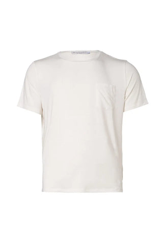 Beyaz Fersatile Kısa Kollu Yuvarlak Yaka & More Doğal Modal Erkek Cepli Tişört Silk and Cashmere
