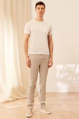 Beyaz Fersatile Kısa Kollu Yuvarlak Yaka & More Doğal Modal Erkek Cepli Tişört Silk and Cashmere