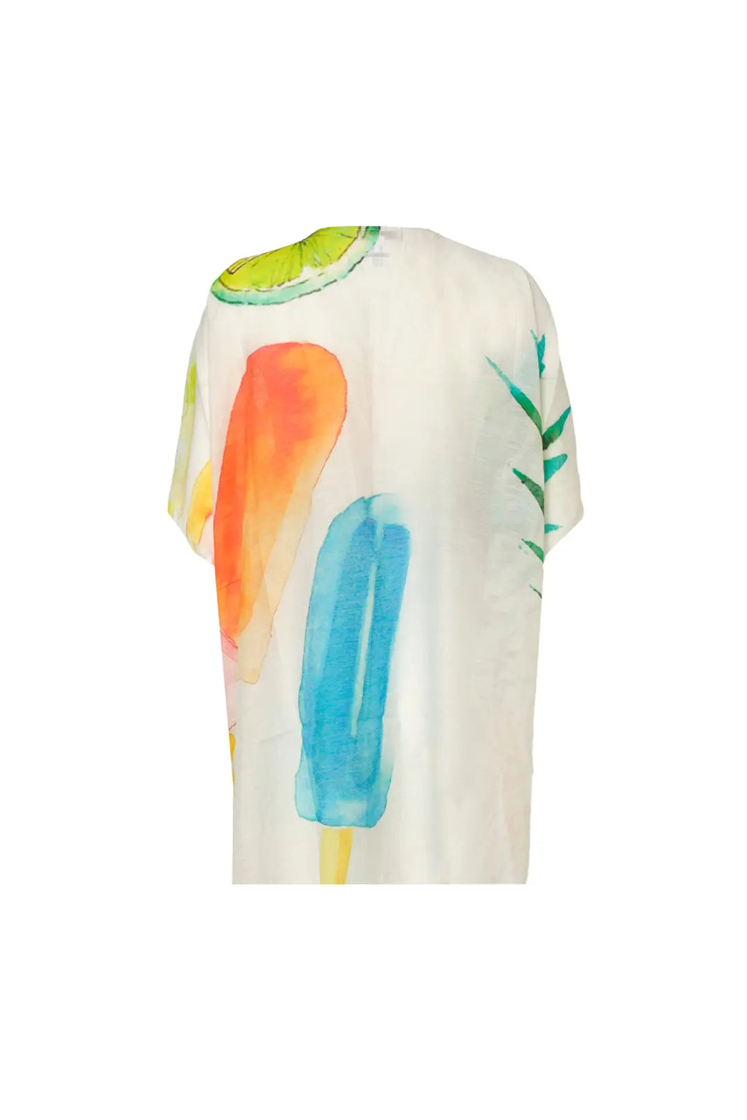 Beyaz İpekli Yaz Mevsimi Desenli Kısa Kimono Silk and Cashmere