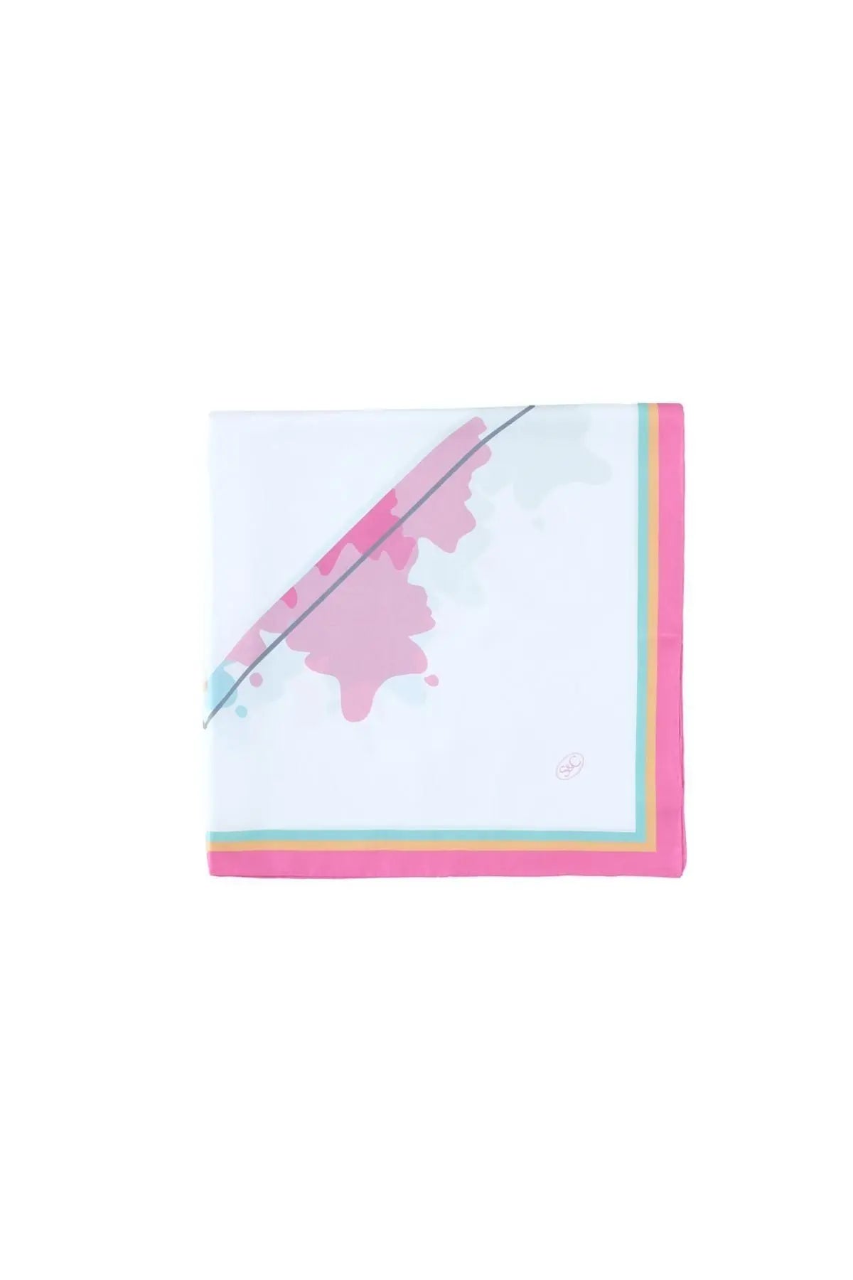 Beyaz Saf İpek Geometrik Desenli Kare Eşarp 90 x 90 cm Silk and Cashmere