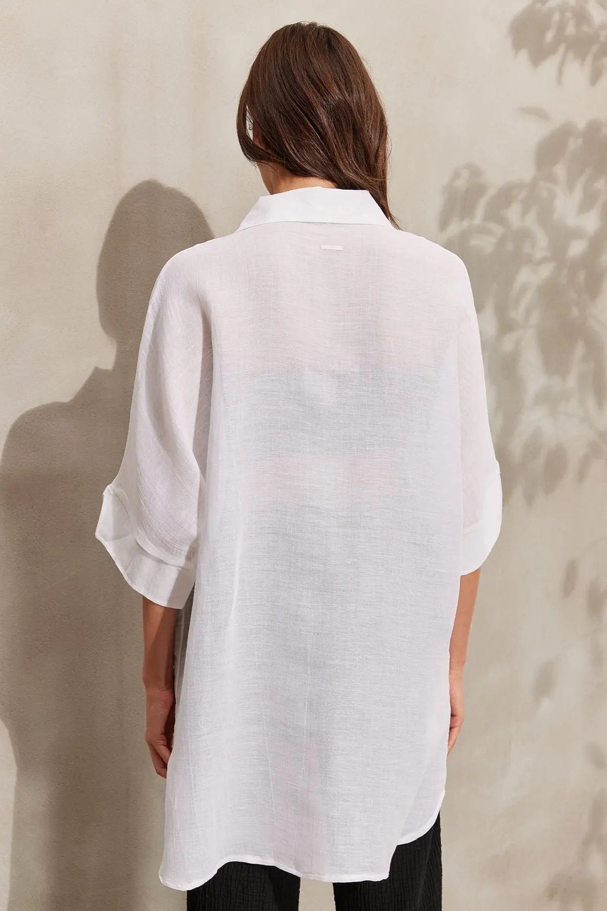 Beyaz Sandra Truvakar Kollu Gömlek Tunik Silk and Cashmere