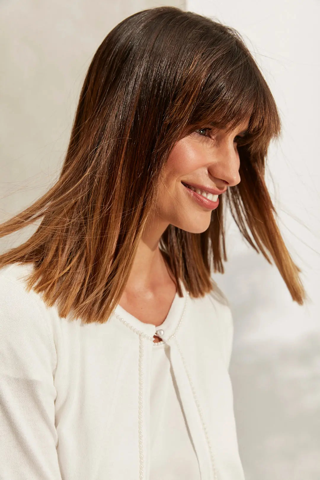 Beyaz & More Venüs Sunî İnci Detaylı İnce Triko Hırka Silk and Cashmere