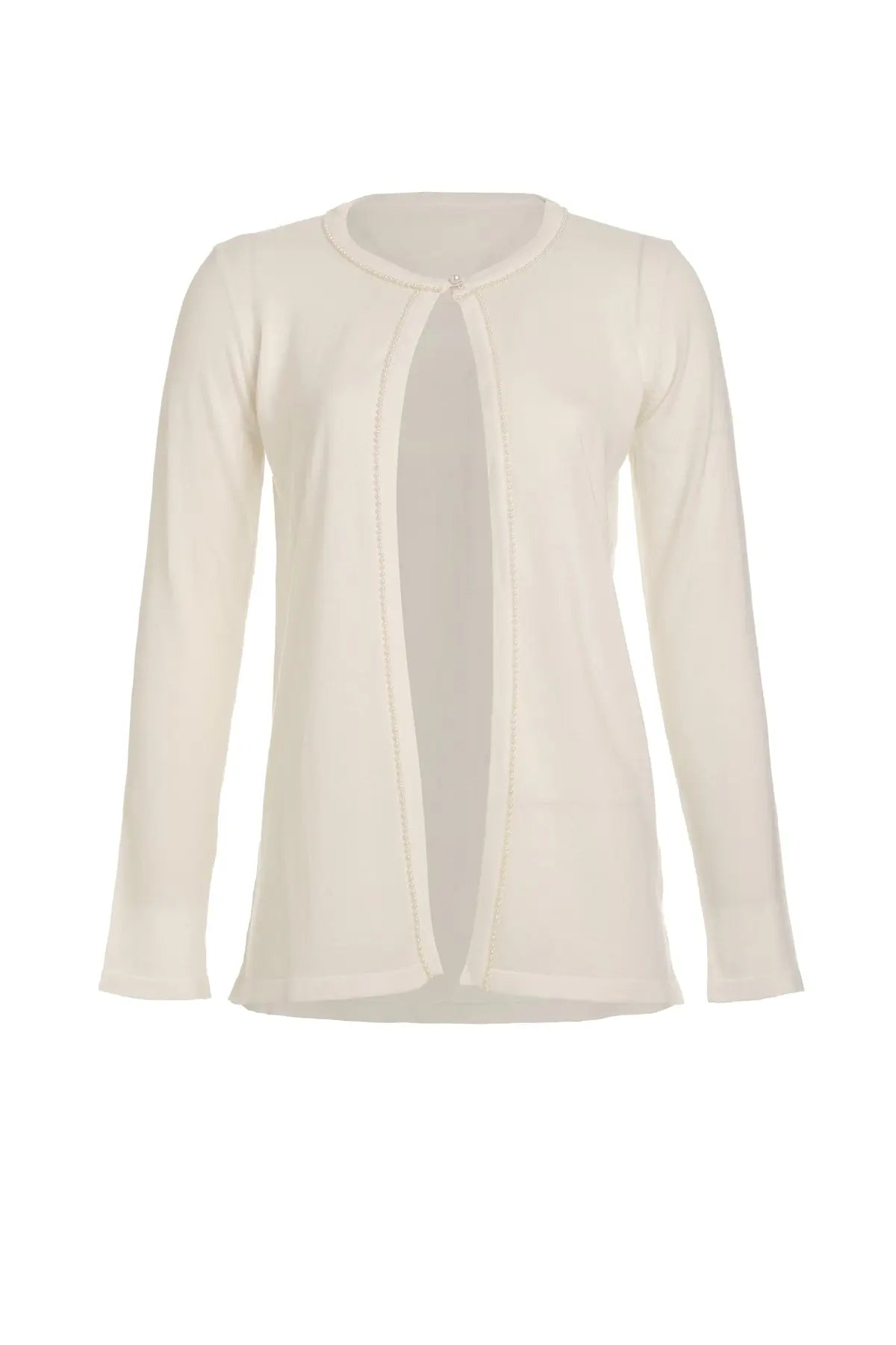 Beyaz & More Venüs Sunî İnci Detaylı İnce Triko Hırka Silk and Cashmere