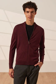 Bordo İpekli Quentin Yarım Balıkçı Yaka Uzun Kollu Triko Erkek Hırka Silk and Cashmere