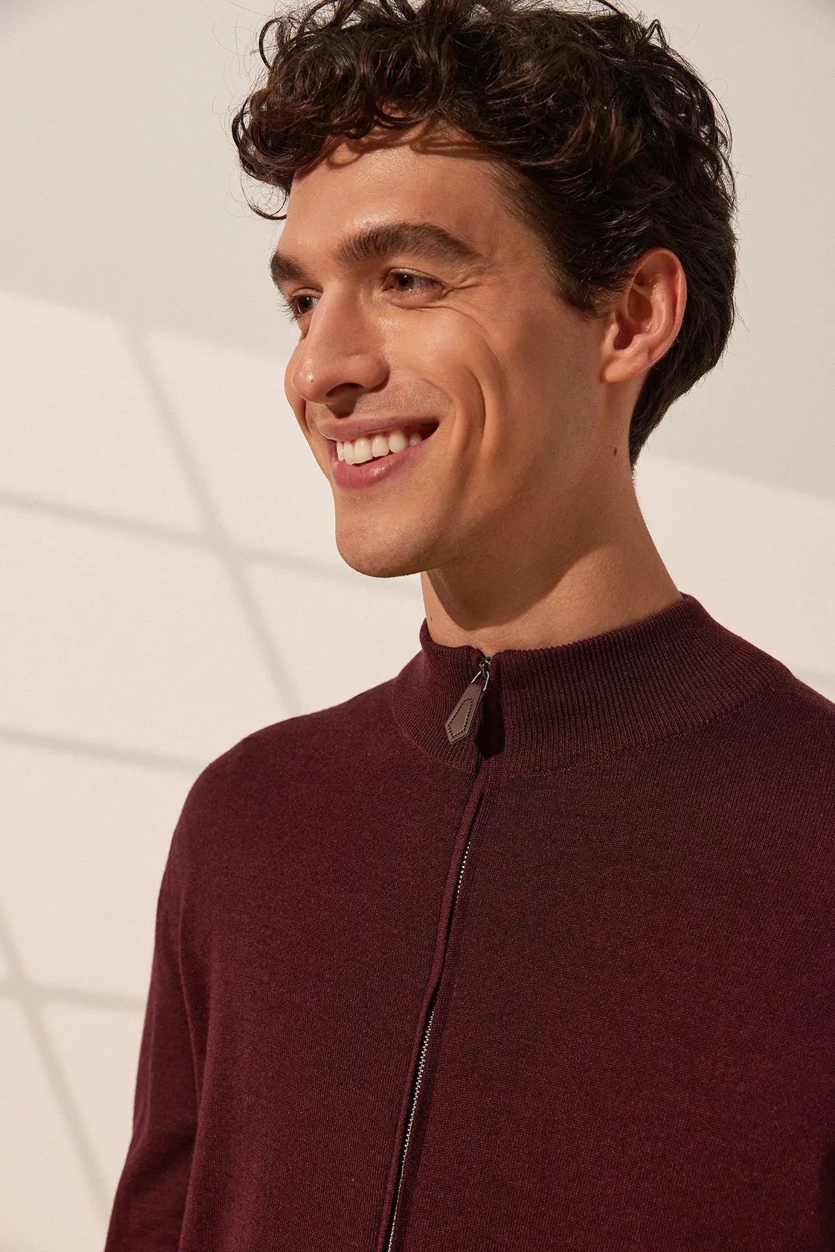 Bordo İpekli Quentin Yarım Balıkçı Yaka Uzun Kollu Triko Erkek Hırka Silk and Cashmere