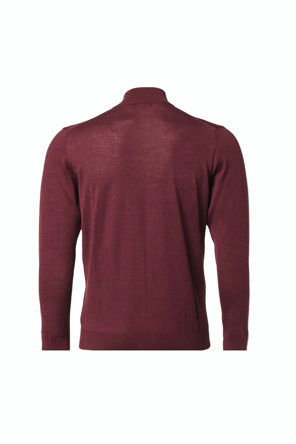 Bordo İpekli Quentin Yarım Balıkçı Yaka Uzun Kollu Triko Erkek Hırka Silk and Cashmere