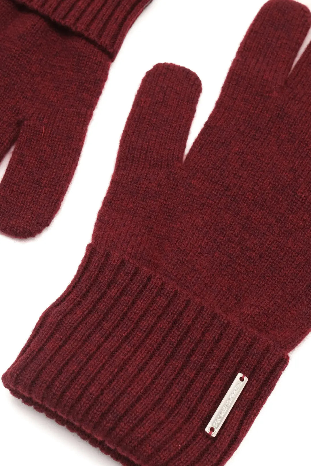 Bordo Yün Kamir Basic Erkek Eldiven Silk and Cashmere