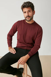 Bordo & More Matteo Yuvarlak Yaka Uzun Kollu Erkek Kazak Silk and Cashmere