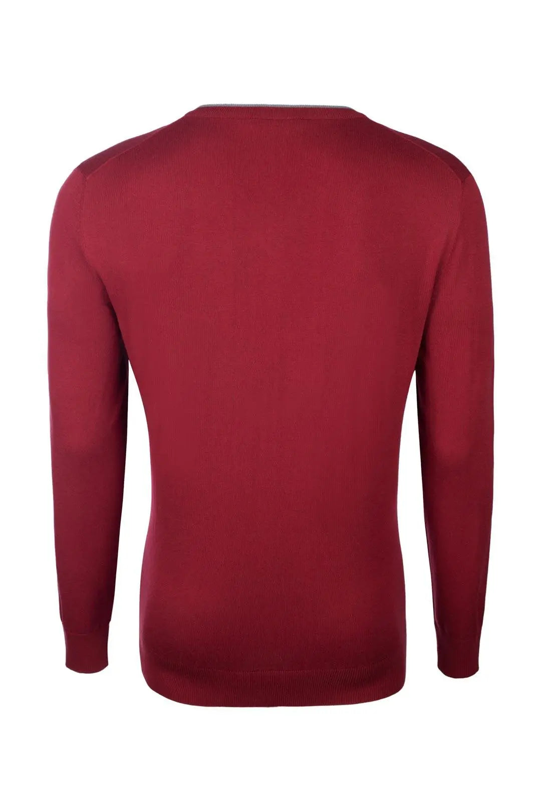 Bordo & More Tony Modal ve Pamuklu V Yaka Uzun Kollu Erkek Triko Silk and Cashmere