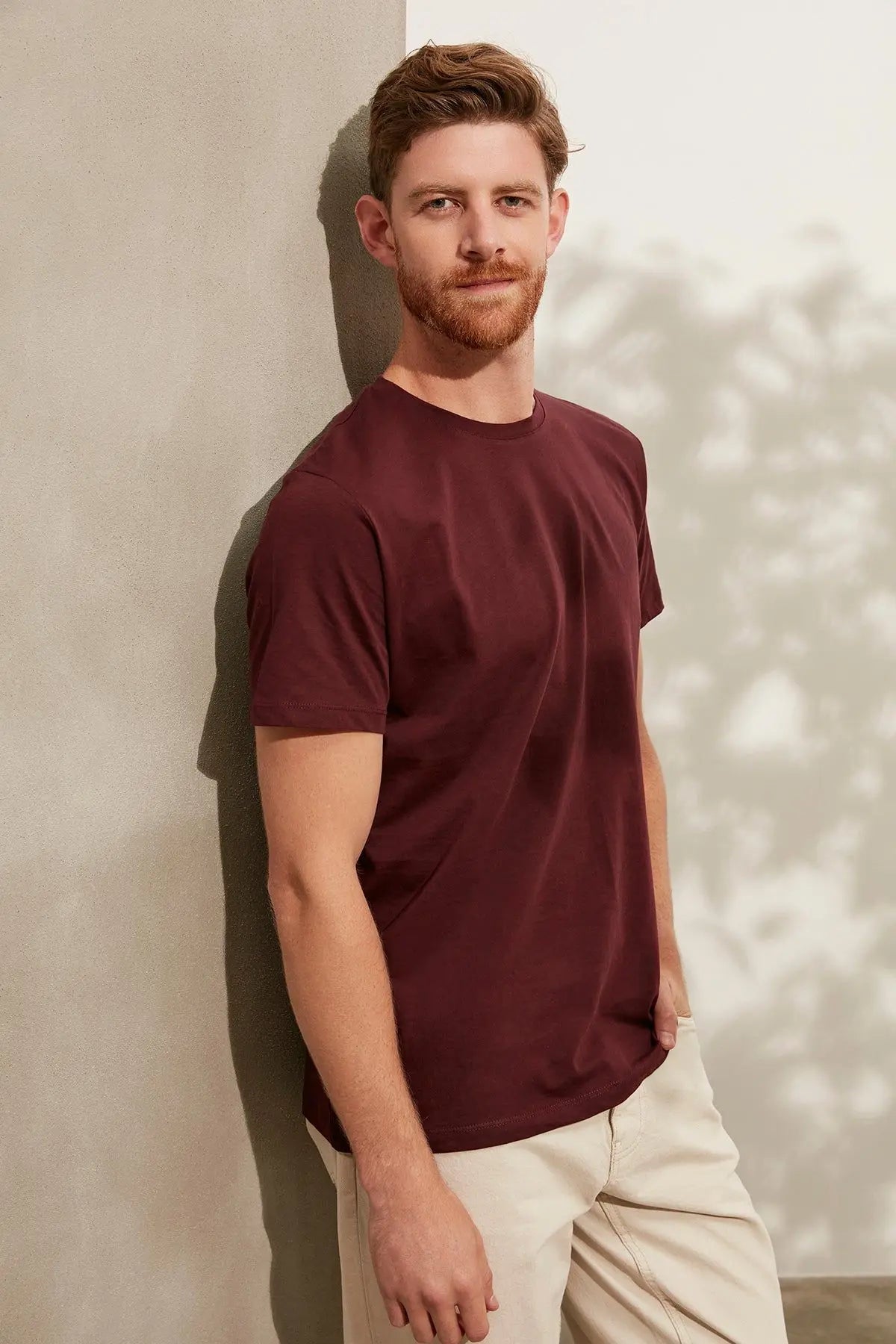 Bordo & More Yuvarlak Yaka Kısa Kollu Erkek Tişört Silk and Cashmere