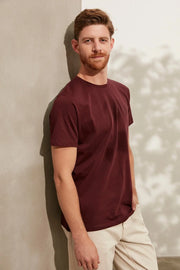 Bordo & More Yuvarlak Yaka Kısa Kollu Erkek Tişört Silk and Cashmere