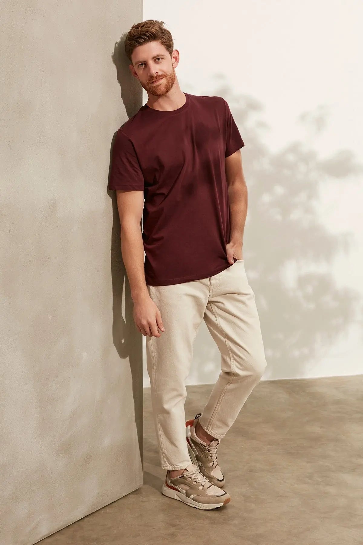 Bordo & More Yuvarlak Yaka Kısa Kollu Erkek Tişört Silk and Cashmere