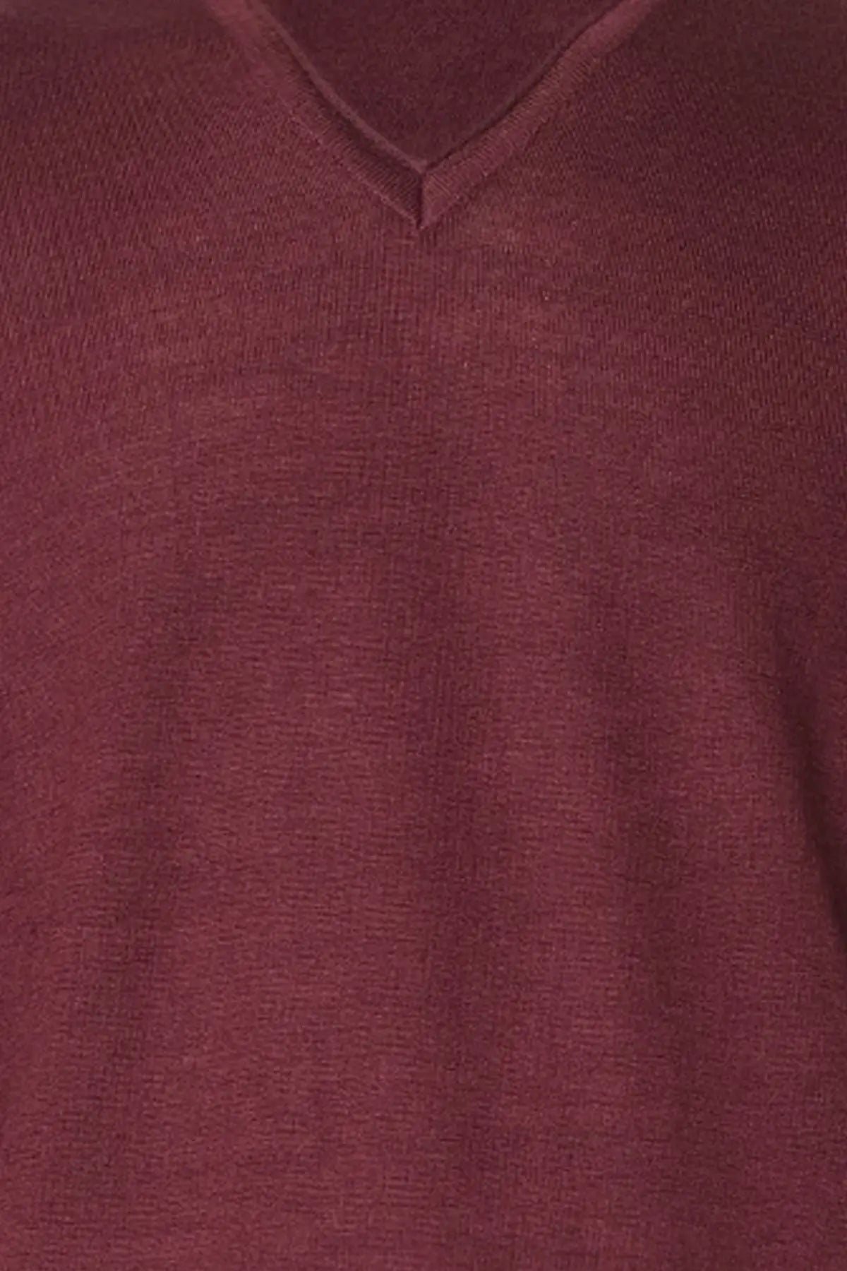 Bordo pekli Quentin V Yaka Uzun Kol Erkek Triko Silk and Cashmere