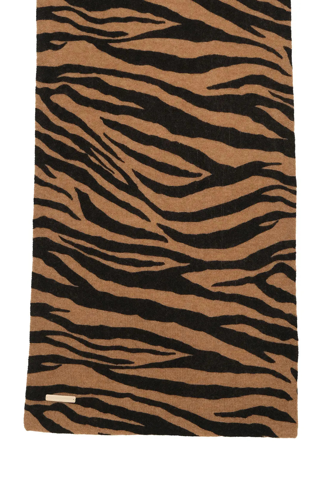 Camel Kaşmir Yün Zebra Baskılı Atkı 35 x 195 cm Silk and Cashmere