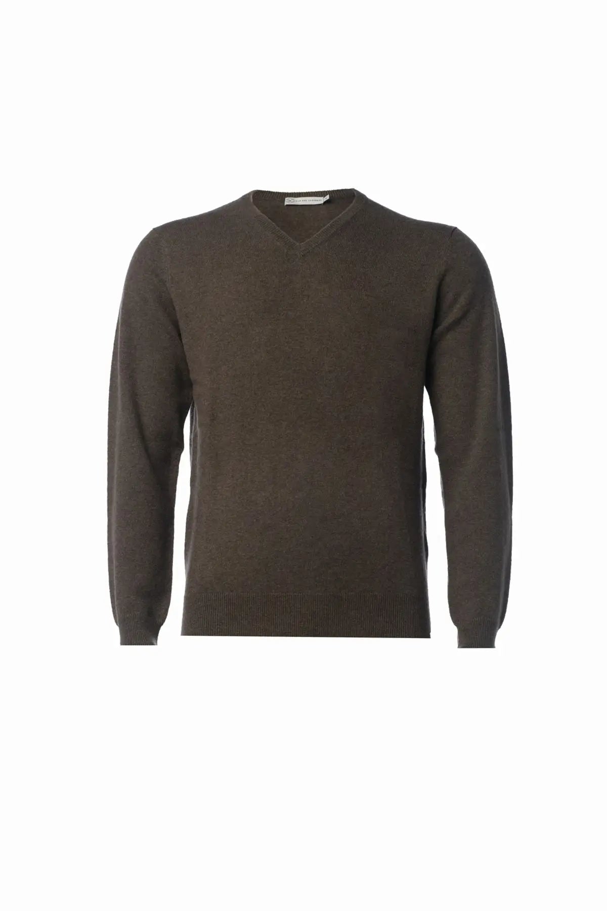 Camel Saf Kamir V Yaka Uzun Kollu Vincent Erkek Kazak Silk and Cashmere