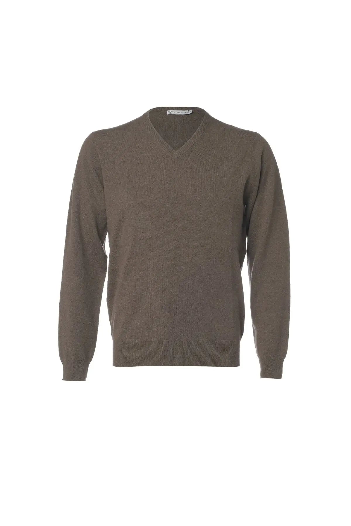 Camel Saf Kamir V Yaka Uzun Kollu Vincent Erkek Kazak Silk and Cashmere