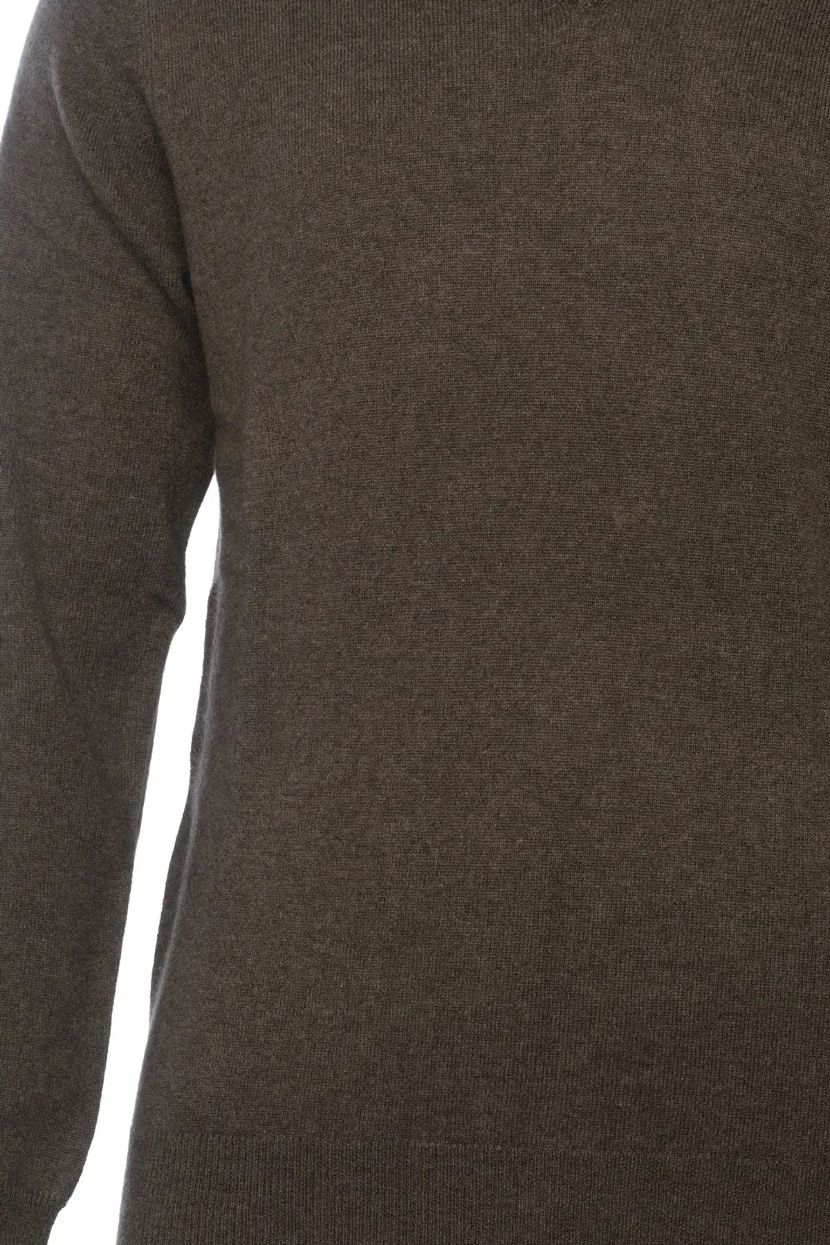 Camel Saf Kamir V Yaka Uzun Kollu Vincent Erkek Kazak Silk and Cashmere