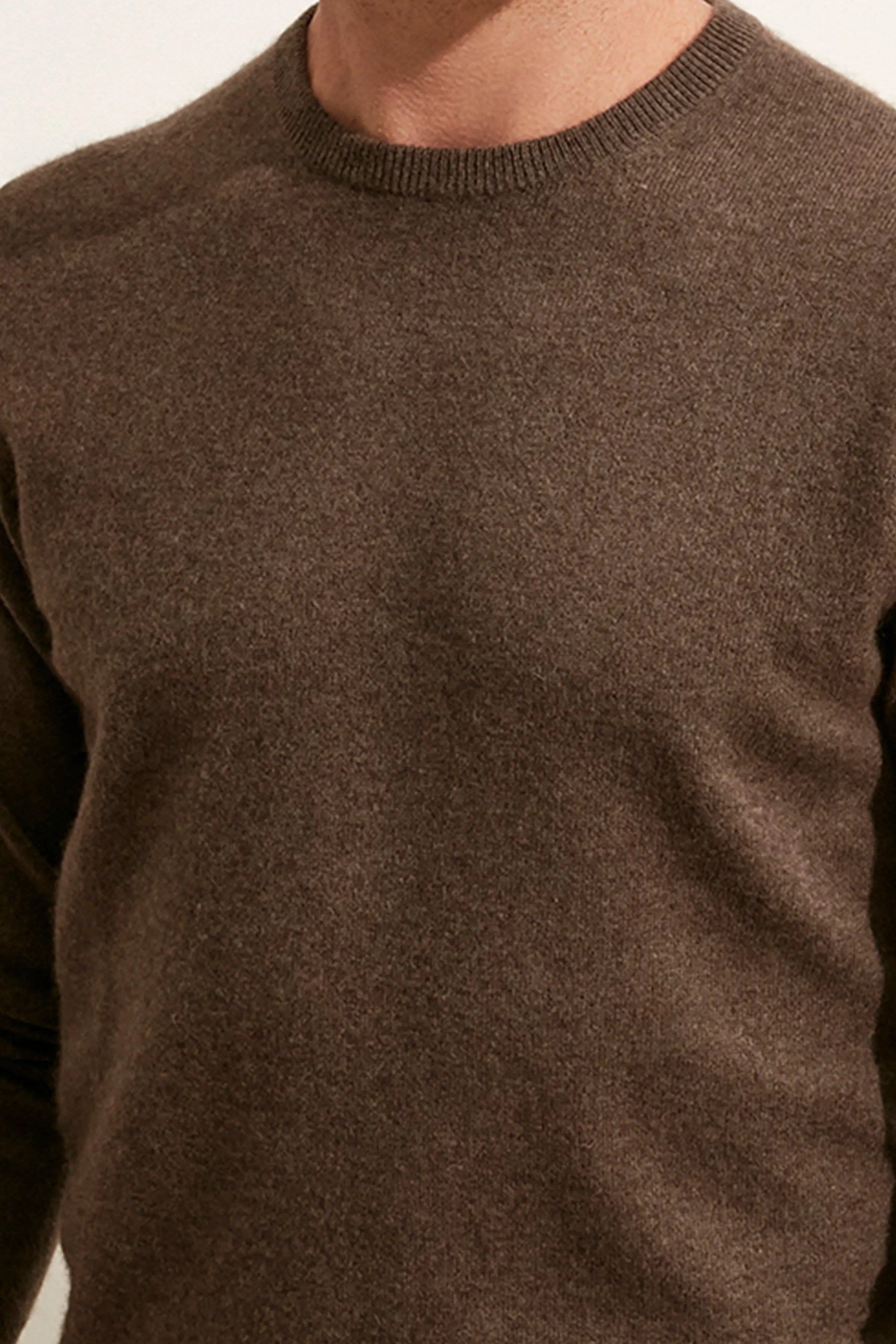 Camel Saf Kamir Yuvarlak Yaka Uzun Kollu Vincent Kazak Silk and Cashmere