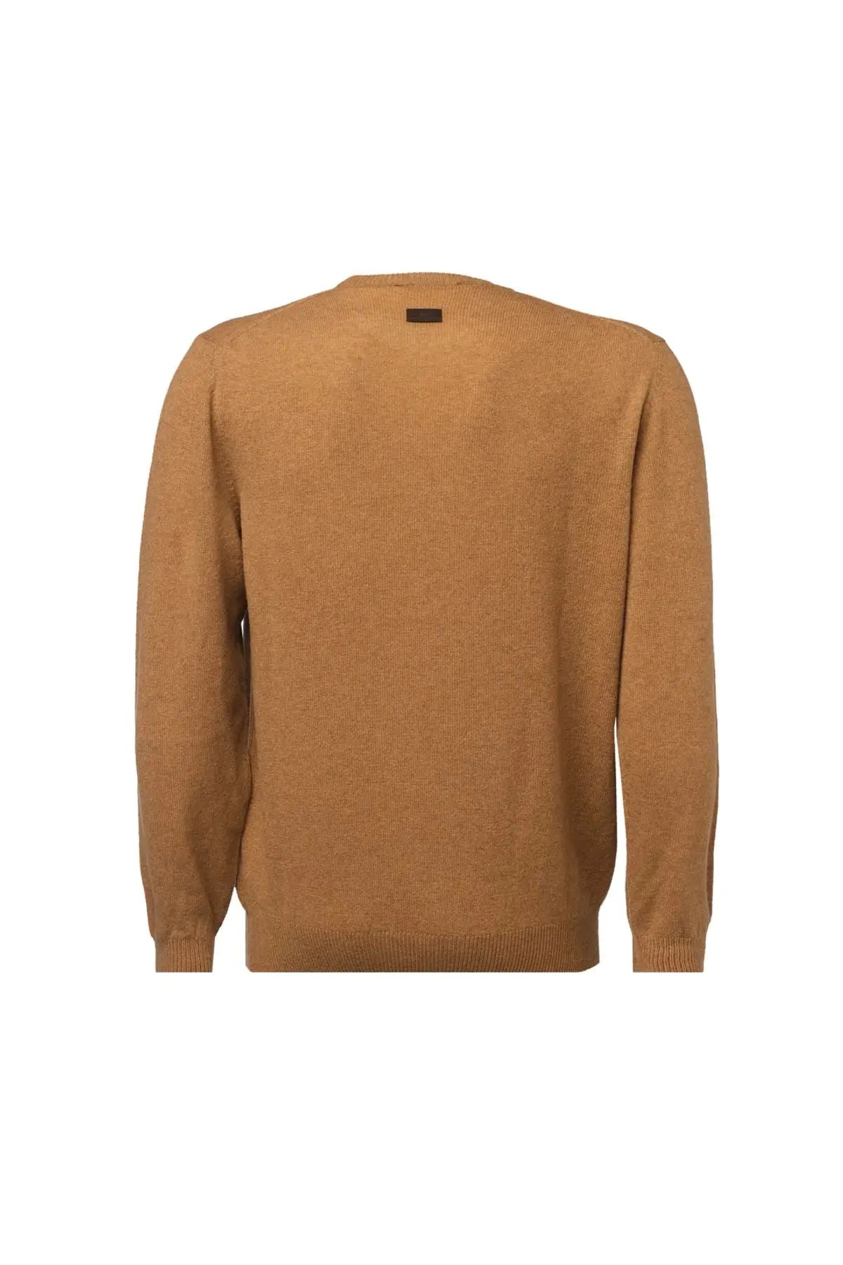 Camel Saf Kamir Yuvarlak Yaka Uzun Kollu Vincent Kazak Silk and Cashmere