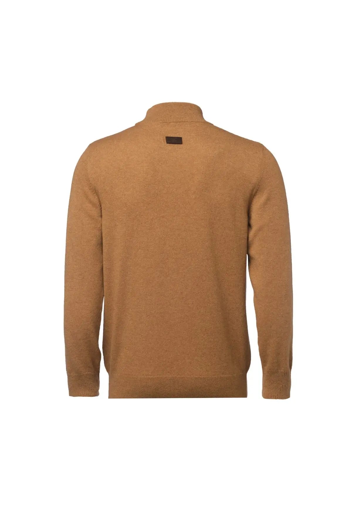 Camel Saf Kaşmir Yarımbalıkçı Yaka Uzun Kollu Erkek Kazak Silk and Cashmere