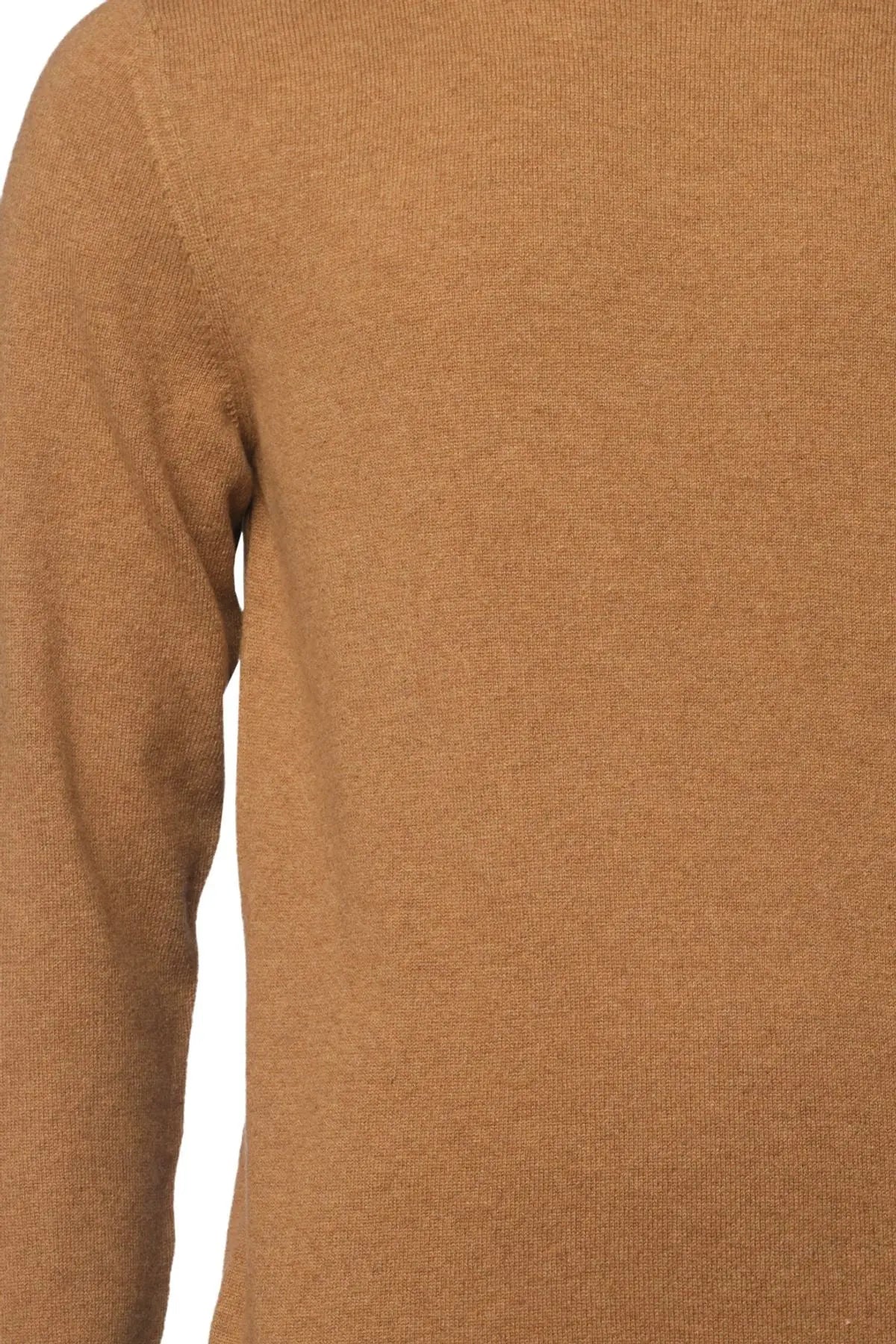 Camel Saf Kaşmir Yarımbalıkçı Yaka Uzun Kollu Erkek Kazak Silk and Cashmere