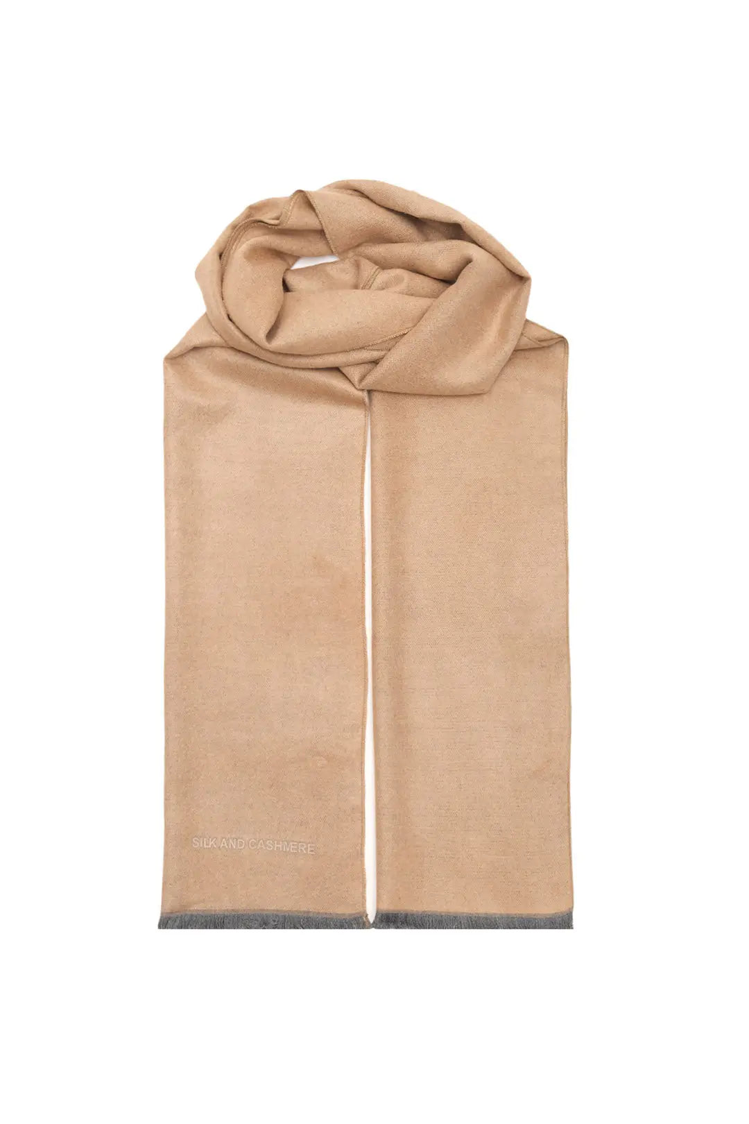 Camel & More Vish Düz Renk Kaşkol Atkı 30 x 180 cm Silk and Cashmere